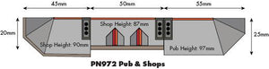 Low Relief Pub & Shops   - N Gauge - PN972