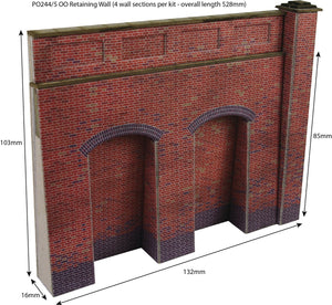 Retaining Wall in Red Brick   - OO Gauge - PO244