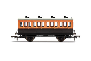 LSWR, 4 Wheel Coach, 1st Class, Fitted Lights, 123 - Era 2 - R40107  - New For 2021