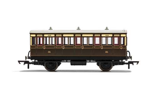 GWR, 4 Wheel Coach, 3rd Class, Fitted Lights, 1889 - Era 2/3 - R40112 - New For 2021