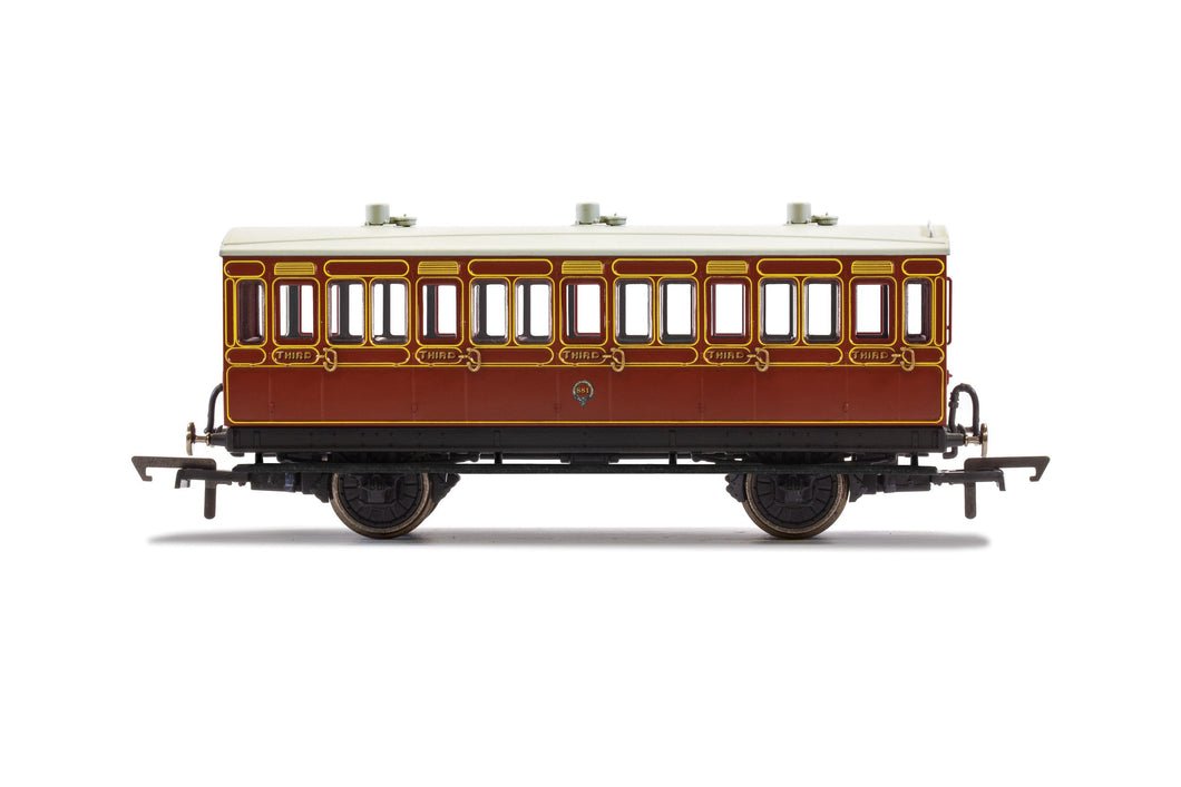 LB&SCR, 4 Wheel Coach, 3rd Class, Fitted Lights, 881 - Era 2 - R40116A - New For 2021