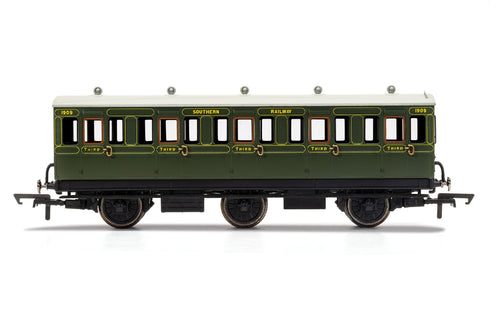 SR, 6 Wheel Coach, 3rd Class, Fitted Lights, 1909 - Era 3 - R40132A - New For 2021