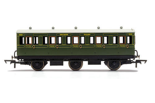 SR, 6 Wheel Coach, 3rd Class, Fitted Lights, 1908 - Era 3 - R40132 - New For 2021
