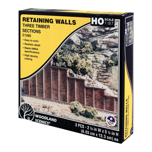 HO Timber Retaining Wall (x3)