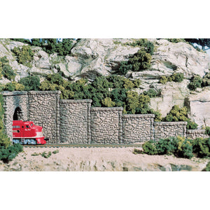 HO Random Stone Retaining Wall (x3) - Bachmann -WC1261