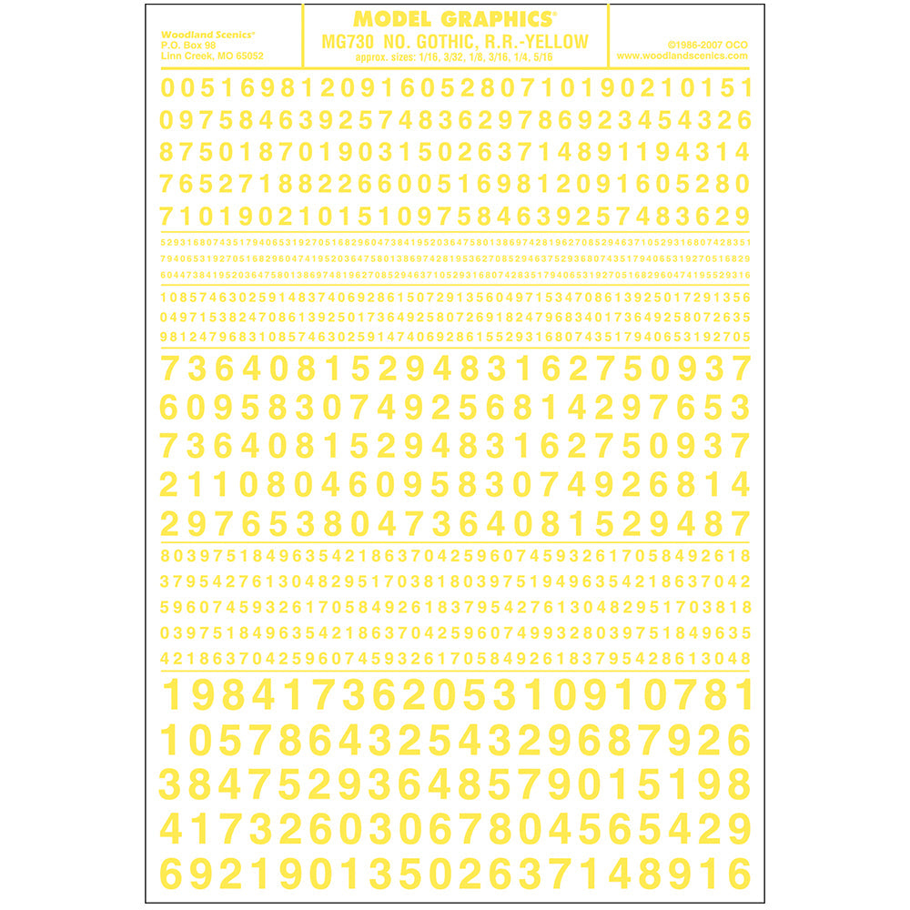 Numbers Gothic R.R. Yellow