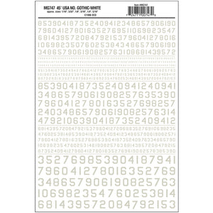 45° USA Gothic Numbers White