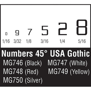 45Ã‚Â° USA Gothic Numbers Yel - Bachmann -WMG749