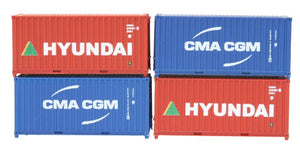 20ft Container Set (4) Hyundai/CMA CGM Weathered
