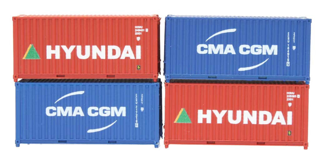 20ft Container Set (4) Hyundai/CMA CGM Weathered