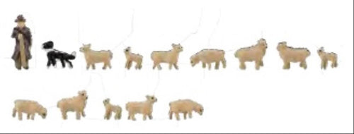 PRE ORDER - Shepherd (1) Sheepdog (1) & Sheep (12) Figure Set