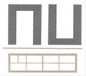 Industrial Building Wall w/High Windows (2) Kit