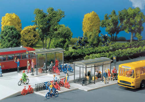 Modern Bus Stops (2) and Bicycle Rack Kit VI