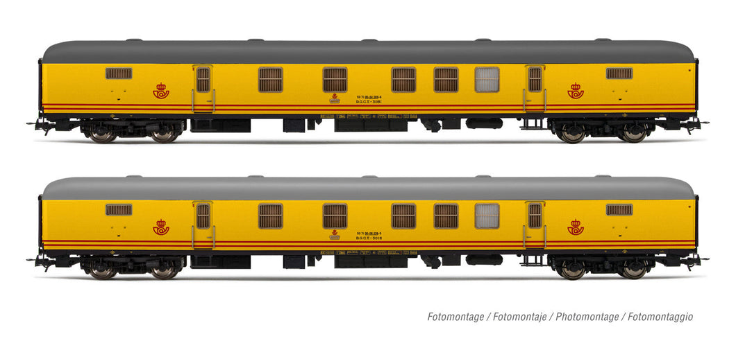 RENFE, 2-unit set DGCT-3000 postal van, lemon yellow livery, period IV Electrotren HE4014