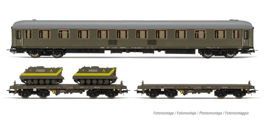 RENFE, 3-unit set, 12000 + 2x PMM (1 loaded with tank +1 without load), olive green 