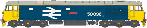 PRE ORDER - Class 50 036 'Victorious' BR Large Logo Blue Weathered