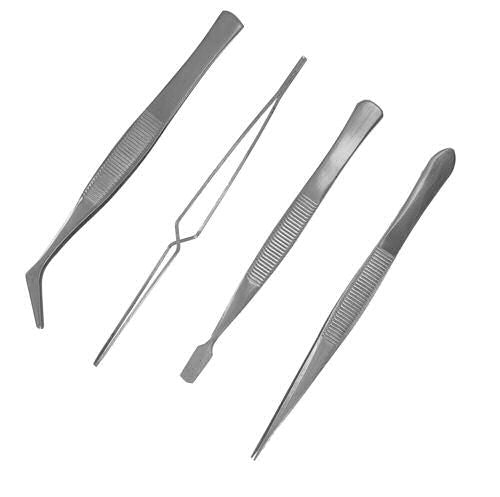 Set of 4 Stainless Steel Tweezers