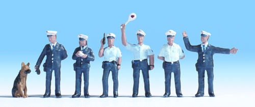 German Police (6) Blue Uniform and Dog Figure Set