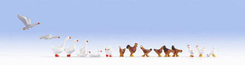 Chickens (9) and Geese (8) Figure Set