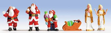 Santa Claus (3) Angels (2) and Accessories Figure Set