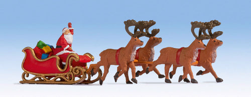 Santa Claus with Reindeer Hauled Sleigh Figure Set