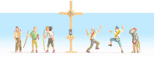 Mountain Hikers (6) and Cross Figure Set