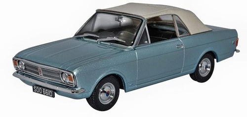 Ford Cortina MkII Crayford Convertible Blue Mink Roof Up   43CCC001A   1:43 Scale