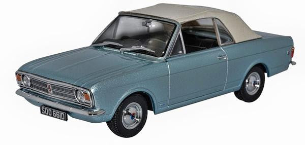 Ford Cortina MkII Crayford Convertible Blue Mink Roof Up   43CCC001A   1:43 Scale