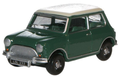 Austin Mini Almond Green/Old English White   76MN003   1:76 Scale,OO Gauge