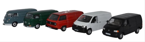 VW Van Set T1/T2/T3/T4/T5 (5)   76SET66   1:76 Scale,OO Gauge