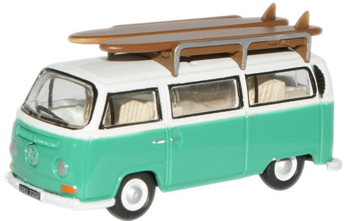 VW Bus/Roofrack/Surfboards Birch Green/White   76VW007   1:76 Scale,OO Gauge