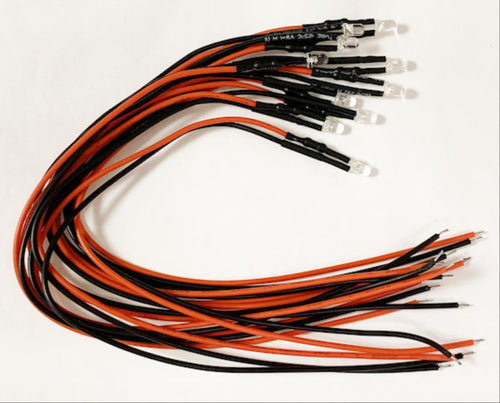 LED Pack 3mm Warm White 12v LED w/Wire & Resistors (10)